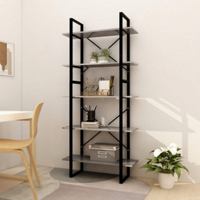 Berkfield 5-Tier Book Cabinet Concrete Grey 80x30x175 cm Engineered Wood