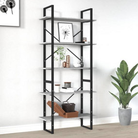 Berkfield 5-Tier Book Cabinet Grey Sonoma 80x30x175 cm Engineered Wood