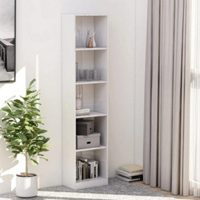 Berkfield 5-Tier Book Cabinet High Gloss White 40x24x175 cm Engineered Wood