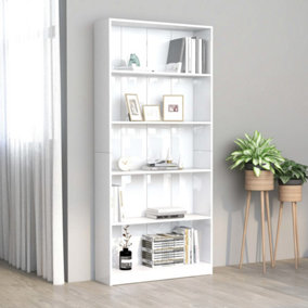 Berkfield 5-Tier Book Cabinet High Gloss White 80x24x175 cm Engineered Wood