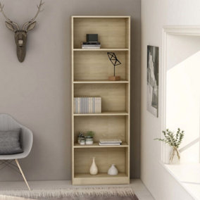 Berkfield 5-Tier Book Cabinet Sonoma Oak 60x24x175 cm Engineered Wood