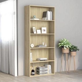 Berkfield 5-Tier Book Cabinet Sonoma Oak 80x30x189 cm Engineered Wood
