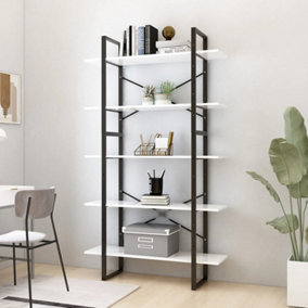 Berkfield 5-Tier Book Cabinet White 100x30x175 cm Engineered Wood