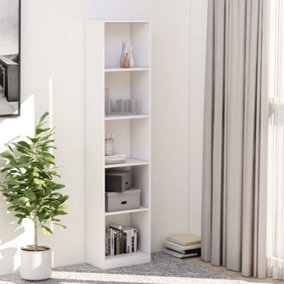 Berkfield 5-Tier Book Cabinet White 40x24x175 cm Engineered Wood