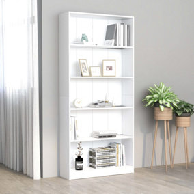Berkfield 5-Tier Book Cabinet White 80x24x175 cm Engineered Wood