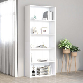 Berkfield 5-Tier Book Cabinet White 80x30x189 cm Engineered Wood