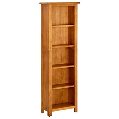 Berkfield 5-Tier Bookcase 45x22x140 cm Solid Oak Wood