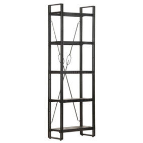 Berkfield 5-Tier Bookcase Black 60x30x180 cm Solid Mango Wood
