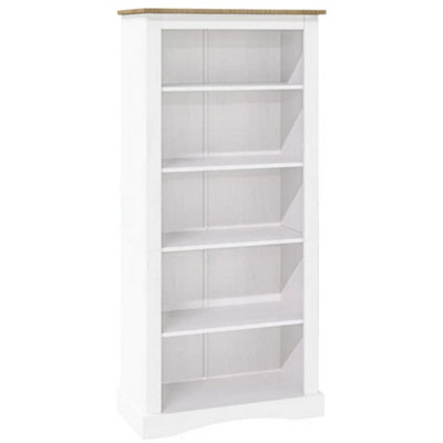 Berkfield 5 Tier Bookcase Mexican Pine Corona Range White