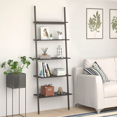 Berkfield 5-Tier Leaning Shelf Black 64x34x185.5 cm