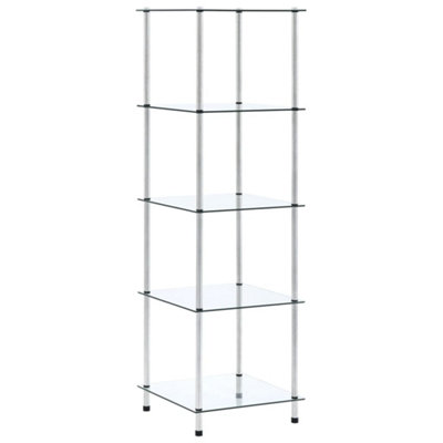 Berkfield 5-Tier Shelf Transparent 40x40x130 cm Tempered Glass