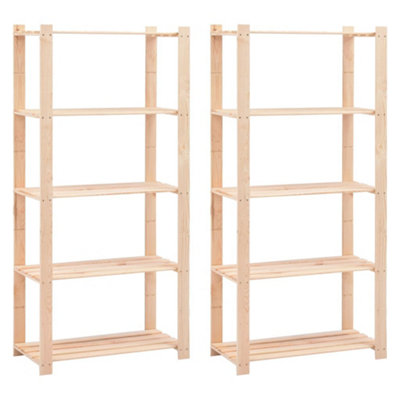 Berkfield 5-Tier Storage Racks 2 pcs 80x38x170 cm Solid Pinewood 250 kg