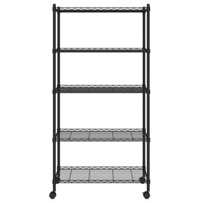 5-Tier Shelves Wire Unit Rack, Large Space Storage Rolling with popular 4 Wheel Casters