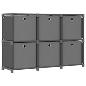 Berkfield 6-Cube Display Shelf with Boxes Grey 103x30x72.5 cm Fabric