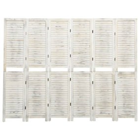 Berkfield 6-Panel Room Divider Antique White 215x166 cm Solid Wood
