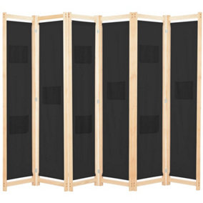 Berkfield 6-Panel Room Divider Black 240x170x4 cm Fabric