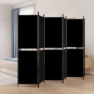 Berkfield 6-Panel Room Divider Black 300x180 cm Fabric | DIY at B&Q