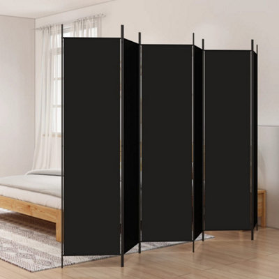 Berkfield 6-Panel Room Divider Black 300x200 cm Fabric | DIY at B&Q