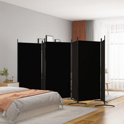 Berkfield 6-Panel Room Divider Black 520x180 cm Fabric | DIY at B&Q