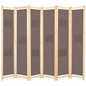Berkfield 6-Panel Room Divider Brown 240x170x4 cm Fabric