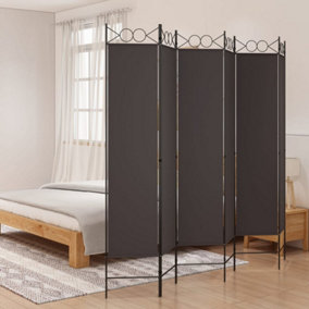Berkfield 6-Panel Room Divider Brown 240x200 cm Fabric
