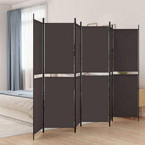 Berkfield 6-Panel Room Divider Brown 300x200 cm Fabric