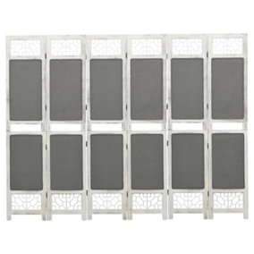 Berkfield 6-Panel Room Divider Grey 210x165 cm Fabric