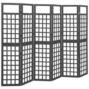 Berkfield 6-Panel Room Divider/Trellis Solid Fir Wood Black 242.5x180 cm