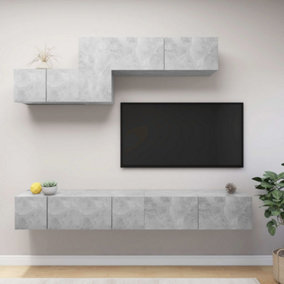 Berkfield 6 Piece TV Cabinet Set Concrete Grey Engineered Wood