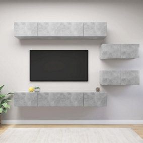 Berkfield 6 Piece TV Cabinet Set Concrete Grey Engineered Wood