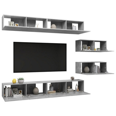 Berkfield 6 Piece TV Cabinet Set Concrete Grey Engineered Wood