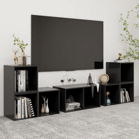 Berkfield 6 Piece TV Cabinet Set Grey Engineered Wood