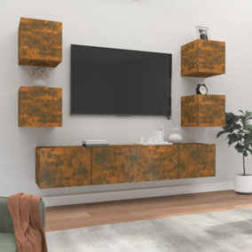 Berkfield 6 Piece TV Cabinet Set Smoked Oak Engineered Wood