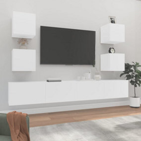 Berkfield 6 Piece TV Cabinet Set White Engineered Wood