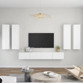 Berkfield 6 Piece TV Cabinet Set White Engineered Wood