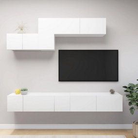 Berkfield 6 Piece TV Cabinet Set White Engineered Wood