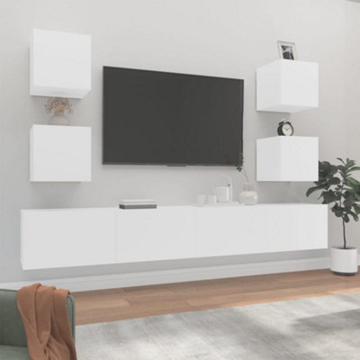 Berkfield 6 Piece TV Cabinet Set White Engineered Wood