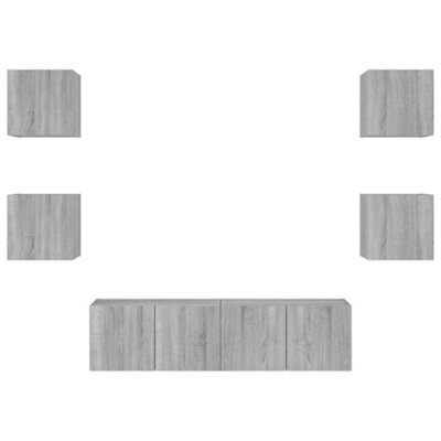 Berkfield 6 Piece TV Wall Units with LED Grey Sonoma Engineered Wood