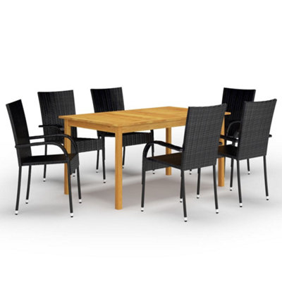 Berkfield 7 Piece Garden Dining Set Black