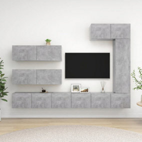 Berkfield 7 Piece TV Cabinet Set Concrete Grey Engineered Wood