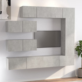 Berkfield 7 Piece TV Cabinet Set Concrete Grey Engineered Wood