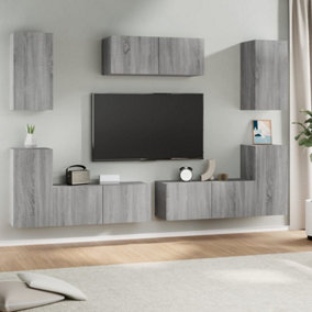 Berkfield 7 Piece TV Cabinet Set Grey Sonoma Engineered Wood