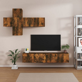 Berkfield 7 Piece TV Cabinet Set Smoked Oak Engineered Wood
