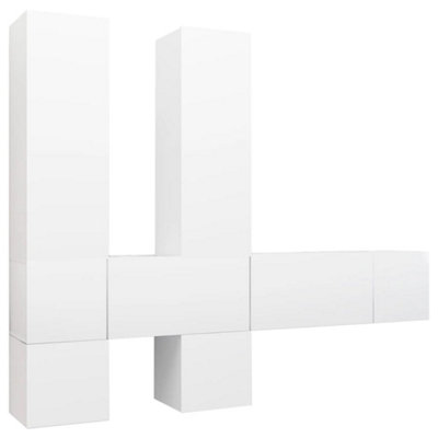 Berkfield 7 Piece TV Cabinet Set White Engineered Wood