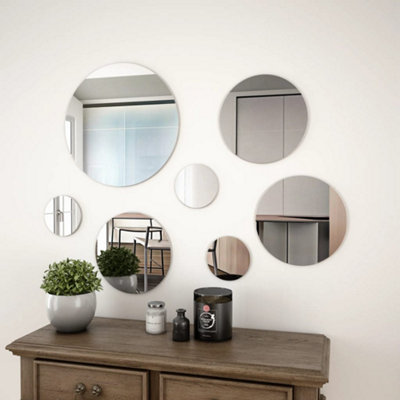 Berkfield 7 Piece Wall Mirror Set Round Glass