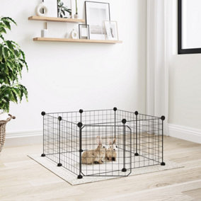 Berkfield 8-Panel Pet Cage with Door Black 35x35 cm Steel