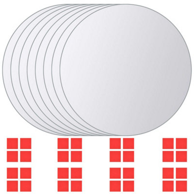 Berkfield 8 pcs Mirror Tiles Round Glass