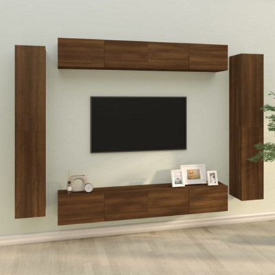 Berkfield 8 Piece TV Cabinet Set Brown Oak Engineered Wood