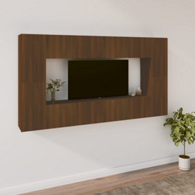 Berkfield 8 Piece TV Cabinet Set Brown Oak Engineered Wood