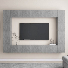 Berkfield 8 Piece TV Cabinet Set Concrete Grey Engineered Wood